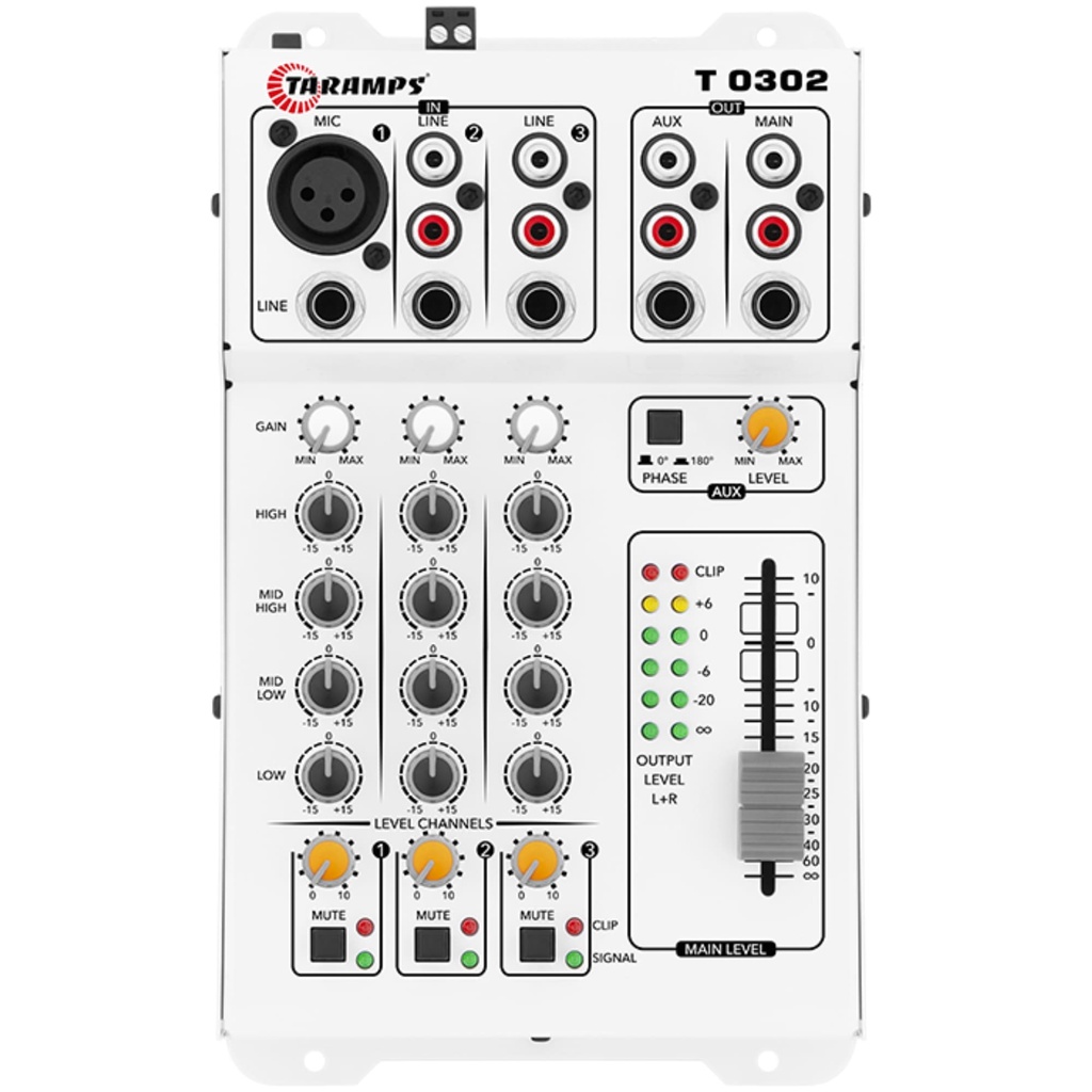 Mesa de Som Taramps T 0302 Equalizador 3 Entradas 2 Saídas Rca e P10 T0302