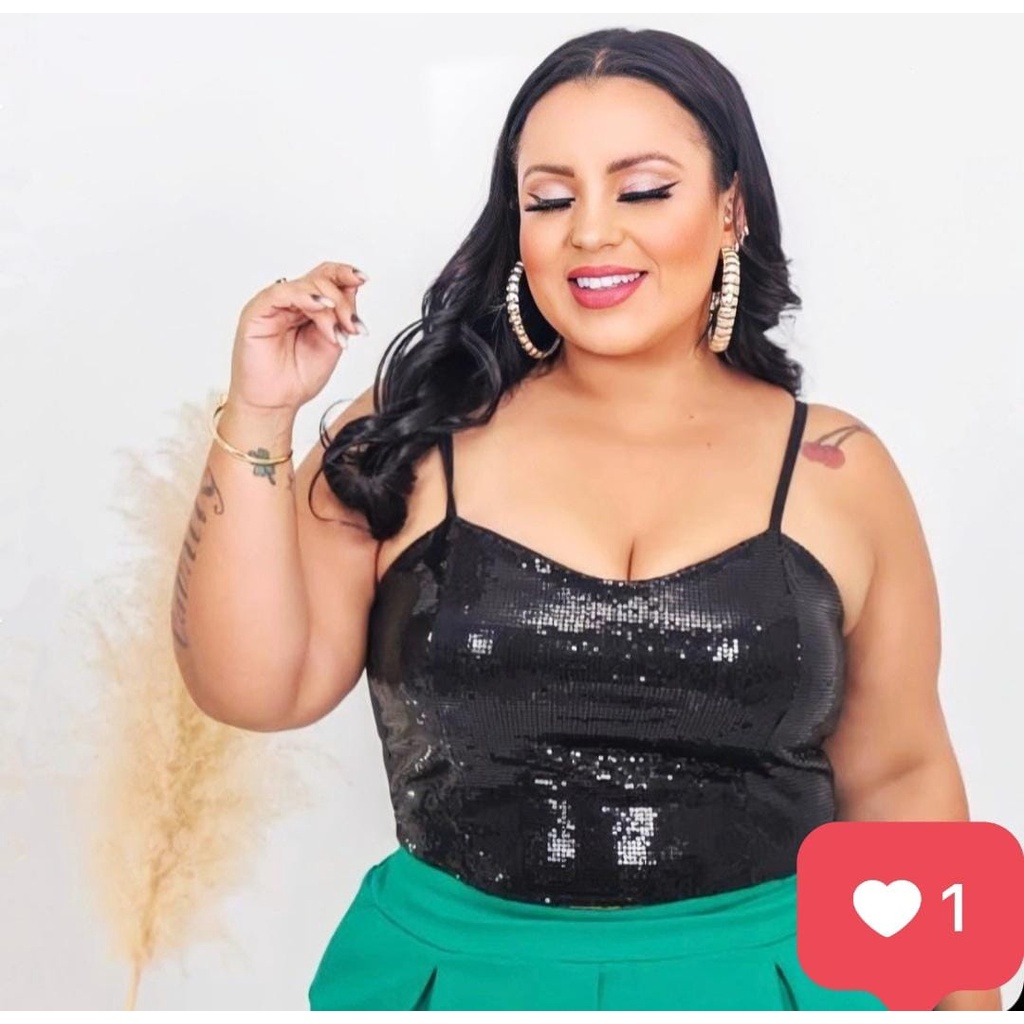 Cropped Camila Plus Size shein/curve/moda/cropped/bory/saia/fashion/glow/festa/noite