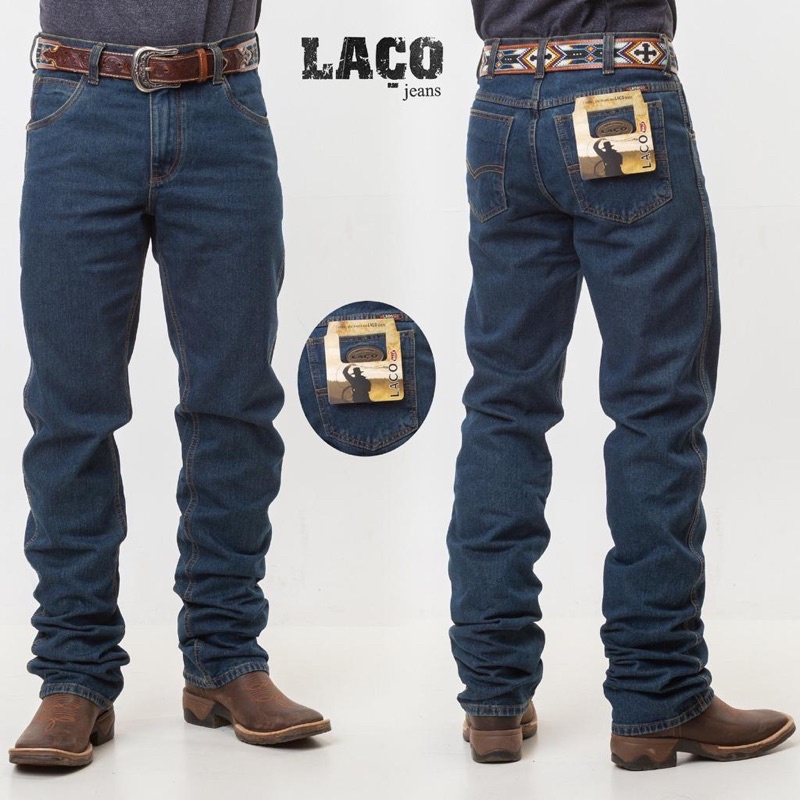 Calça Masculina Country Rodeio Cowboy Jeans Reta Elastano Tabaco