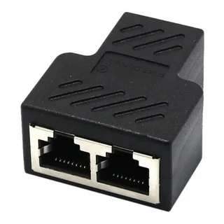Duplicador Conector Extensor Rj45 1x2 Splitter Plug T Preto