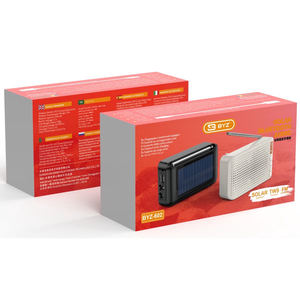 Caixa De Som C Placa Solar Bluetooth Rádio am/fm