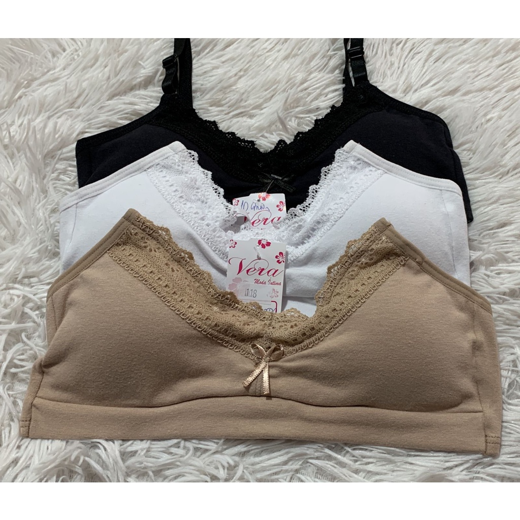 Sutiã Menina Moça Juvenil Algodão bojo espuma removível lingerie infantil Qualidade