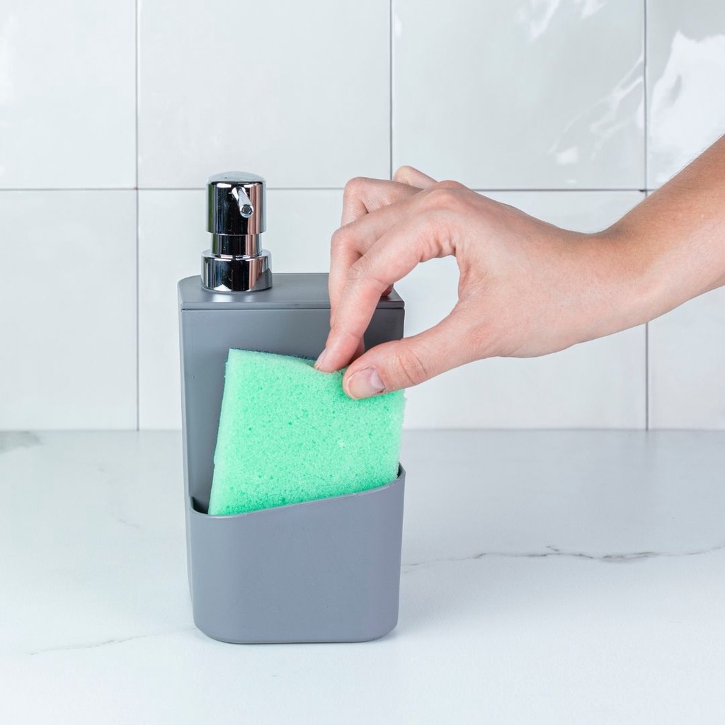 Dispenser Detergente Com Suporte Porta Esponja 650ml Cozinha OU
