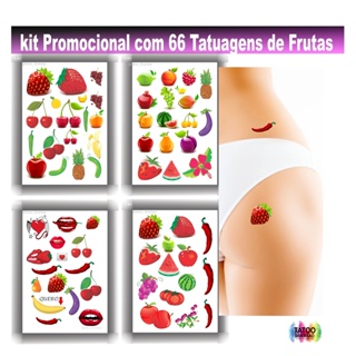 66 Tatuagem Temporária Depilação Íntima Frutas