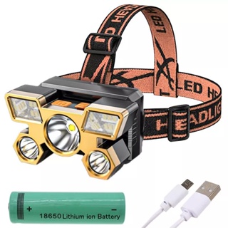 KIT Lanterna Holofote De Cabeça 5 LED Super Brilhante À Prova D 