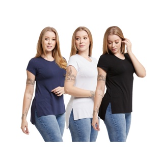 Kit com 03 Blusas Femininas Compridas de Academia - Compre Agora