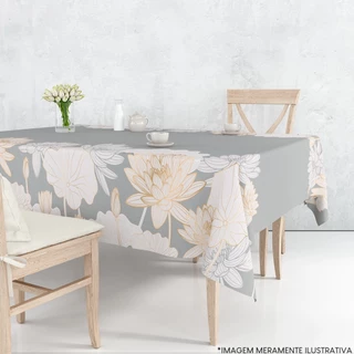 Toalha de Mesa Retangular Serve 4 e 6 Lugares Floral Brancas