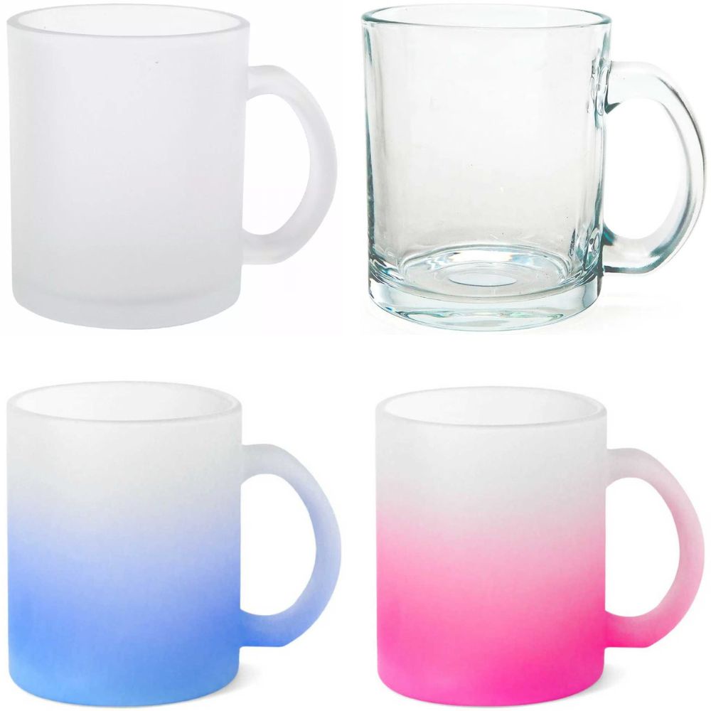 Caneca Para Sublimação De Vidro Jateada Deko 325ml 12 Unidades + Caixinhas Individuais