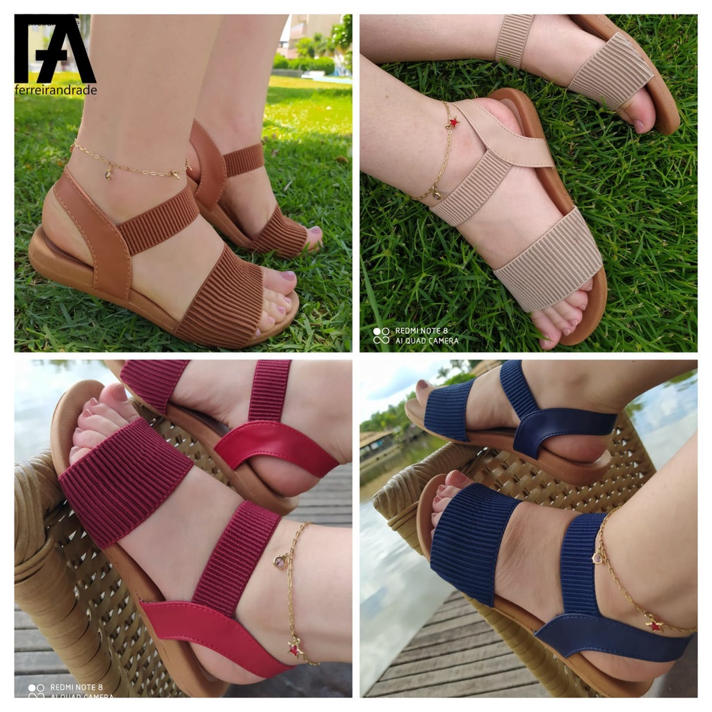 Sandália Rasteirinha Confort Do 34 Ao 39 Ortopédica Uso dia-dia Muito Linda Macia Elástico Frete Imediato