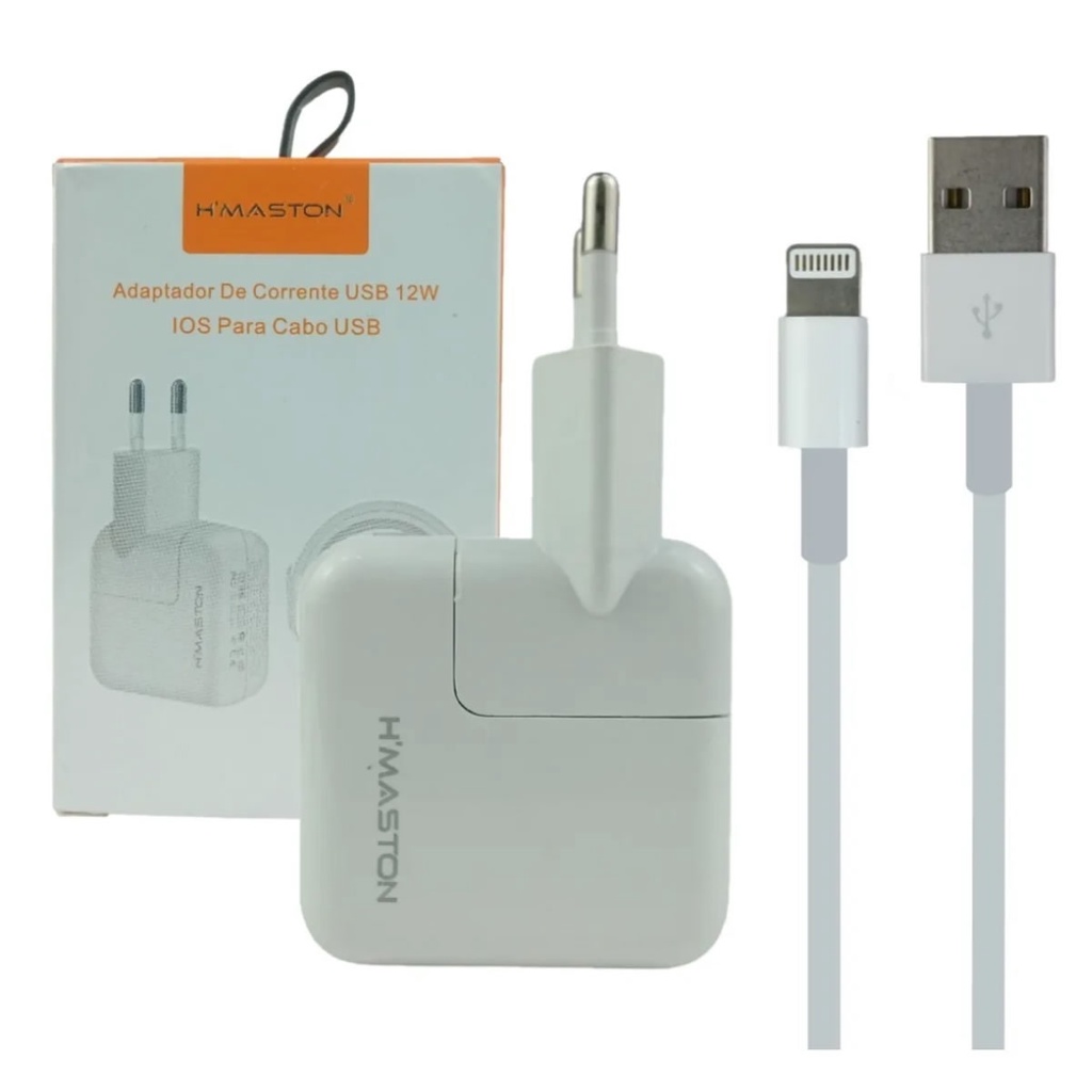 Carregador iPhone Original H'maston 12w Cabo Lightning 1m