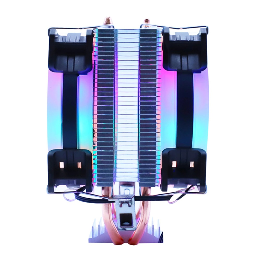 Cpu Cooler Rgb 6 Heat Pipes, 2 Fan, 4 Pinos Pwm Intel E Amd | Shopee Brasil