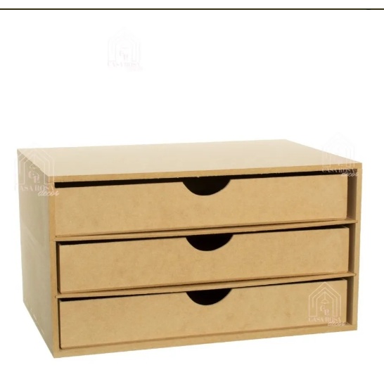 Organizador Gaveteiro Documentos 3 Gavetas MDF