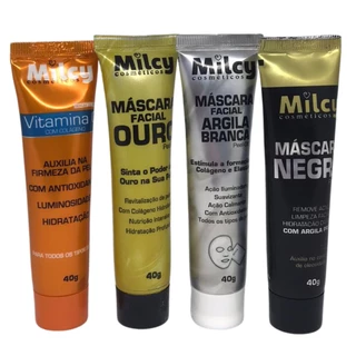 Linha Mascaras Faciais Milcy 40g Ouro Argila Branca Negra Vitamina C