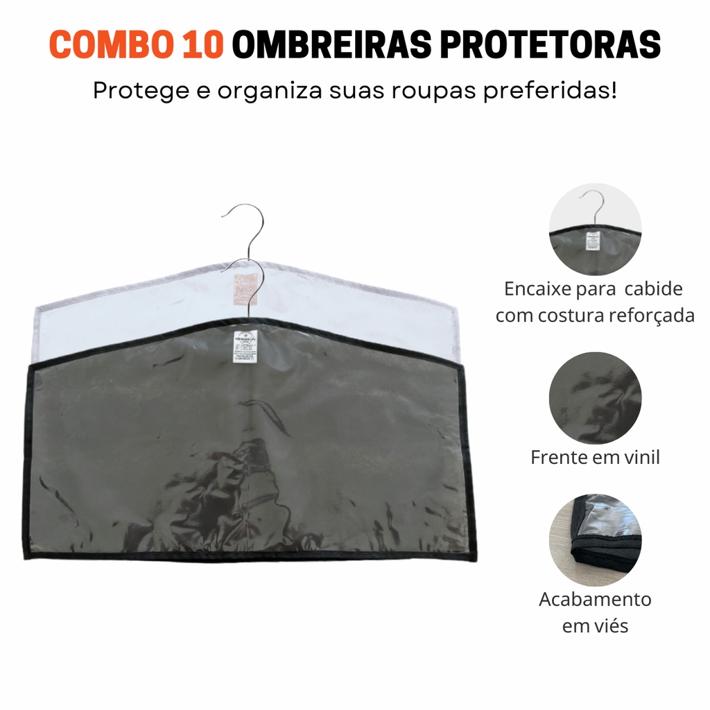 Kit 10 Ombreiras para roupas Capa Organizadora para Terno jaquetas ...