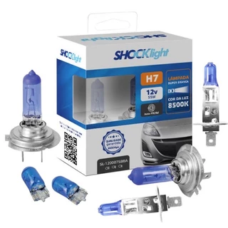 Kit de Lampada Super Branca para Farol e Lanterna H7 + H1 + Pingão T10 (1 Par de Cada Modelo) em Oferta na Shopee