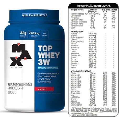Whey Protein Top Whey 3W Mais Performance Pote 900gr – Max Titanium