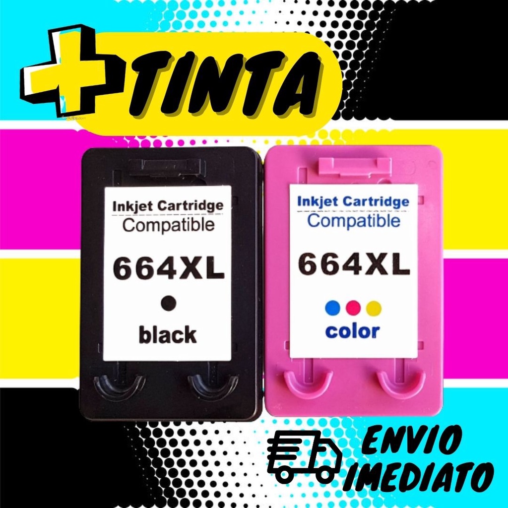 Kit 2x Cartucho para Hp 664 compativel Colorido e Preto Deskjet 2136 ...