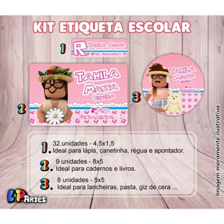Kit Digital Etiquetas Escolares Roblox Menina