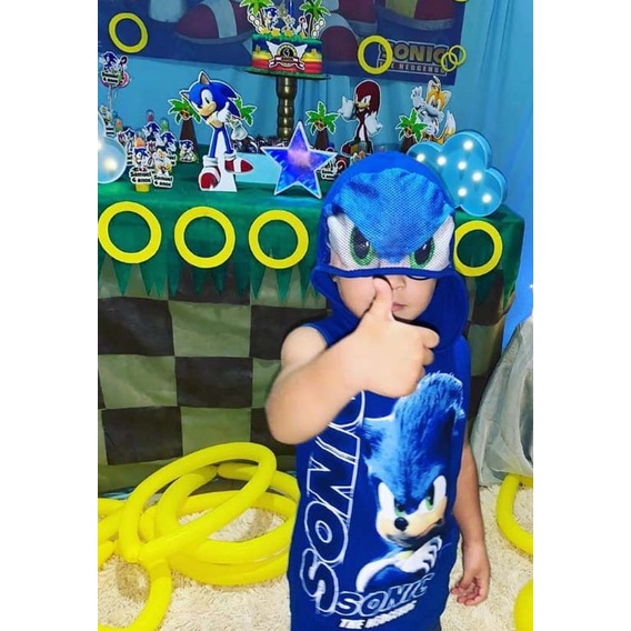 Conjunto Infantil Persnagem Sonic Exclusivo Roupa Fantasia