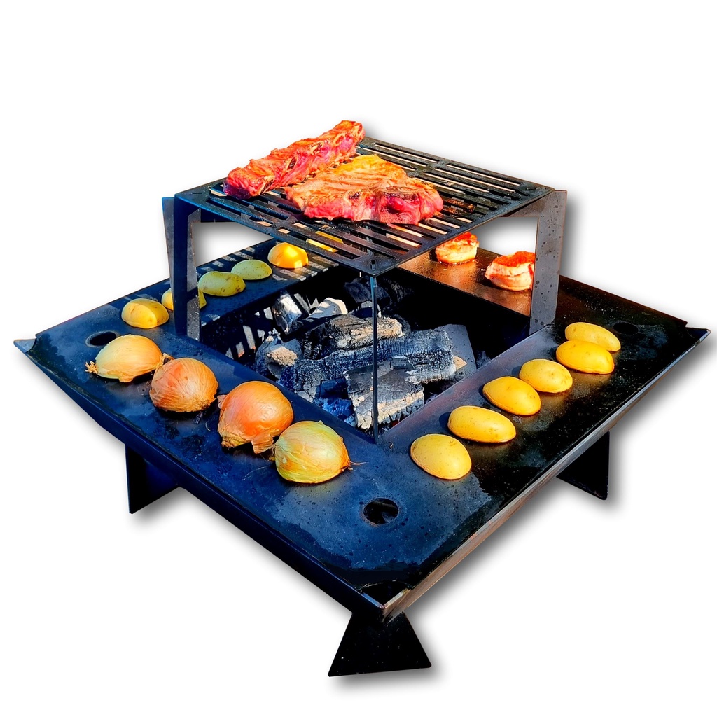 Churrasqueira Grill 3 Em 1 Grelha, Chapa E Lareira Externa Shopee