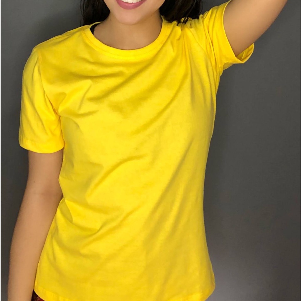Camiseta Feminina Lisa Amarela de Alta Qualidade
