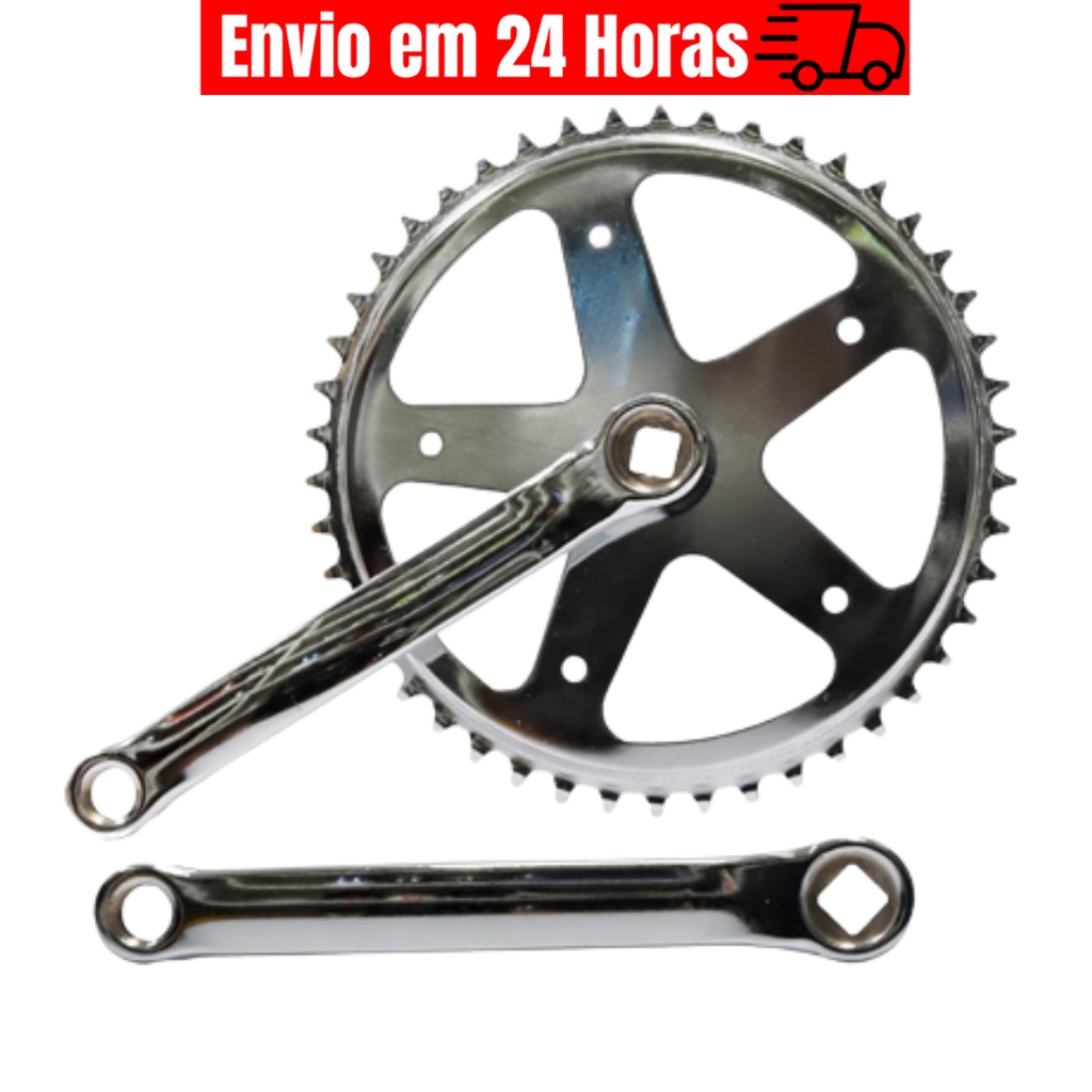 Pedivela Bike Pe de Vela Aço Cromado 46 Dentes Ponta Quadra Single