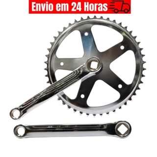 Pedivela Bike Pe de Vela Aço Cromado 46 Dentes Ponta Quadra Single