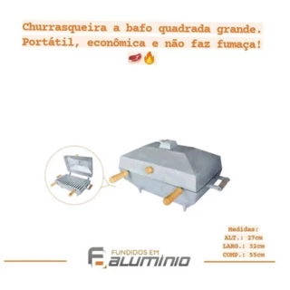 Churrasqueira a Bafo móvel portátil de Alumínio Quadrada Grande