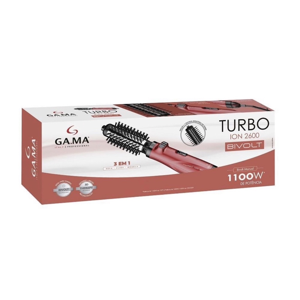 Escova Rotativa Turbo Ion 2600 Rotating Styler Gama Italy Bivolt ...
