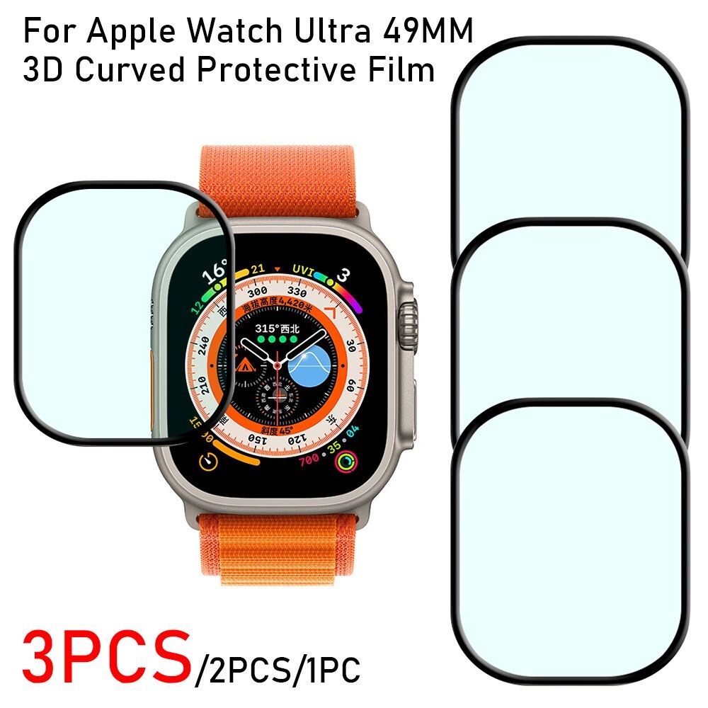 Pelicula De NANO 3d Borda Preta p Smartwatch Para Apple Watch ultra 49MM Séries 7 8 45mm 41mm