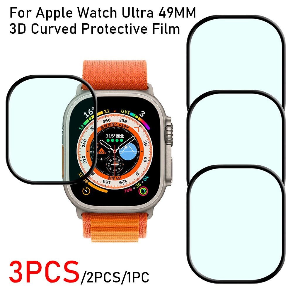 Pelicula de nano 3d borda preta p smartwatch para apple watch ultra
