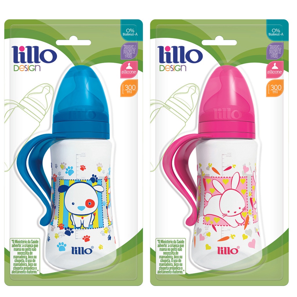 Mamadeira Infantil Lillo Design de 300ml com alça ( Bico Anatômico +6 ...