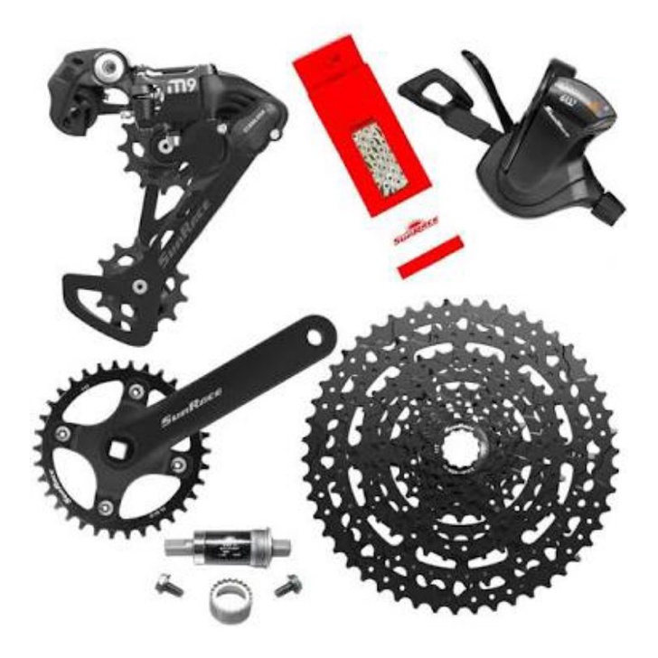 Dérailleur Arrière Sunrace MTB 9V RDM91 - Cage Acier, Poulie Nylon 11T, Neuf, Fabriqué Au Japon
