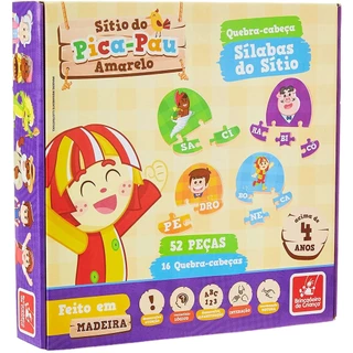 Quebra Cabeça Silabas Madeira Brinquedo Educativo 51 Pçs