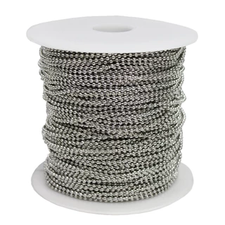Rolo De Corrente Bolinha Prata Tag Com Espessura De 2mm Com 50 Metros