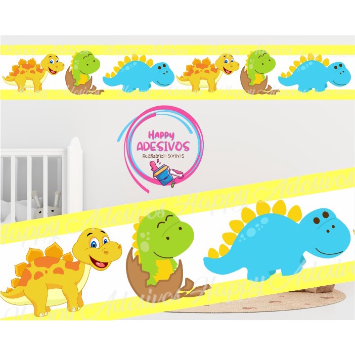 Faixa Decorativa Adesiva Infantil Dinossauro Baby 10mx10cm