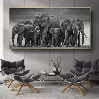 Quadro decorativo 1 peça 40x60 3mm elefante africano rebanho decoração para casa sala quarto