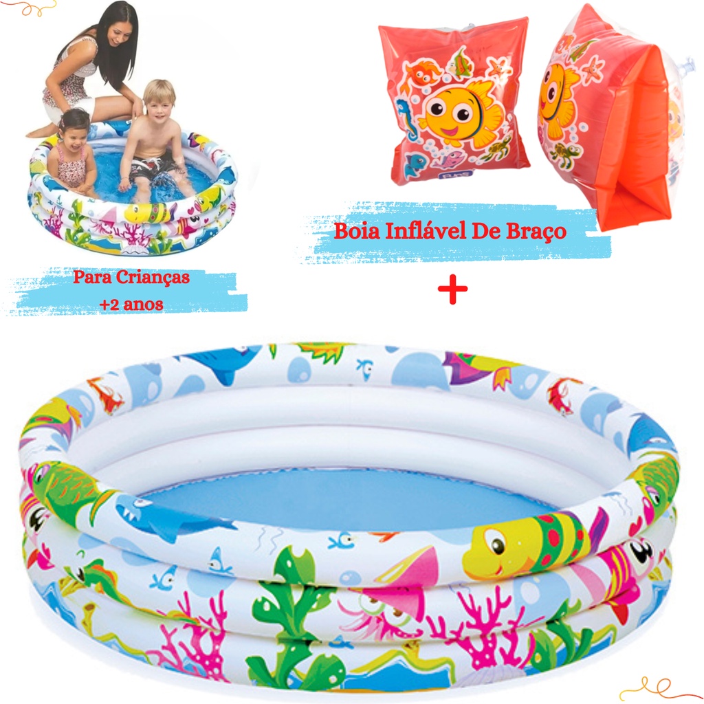 Kit Piscina Picina Pisina Inflável Infantil Redonda Plastica Pequena 3 ...