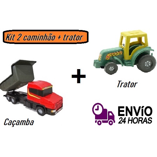 Kit de Caminhões com Trator de Brinquedo