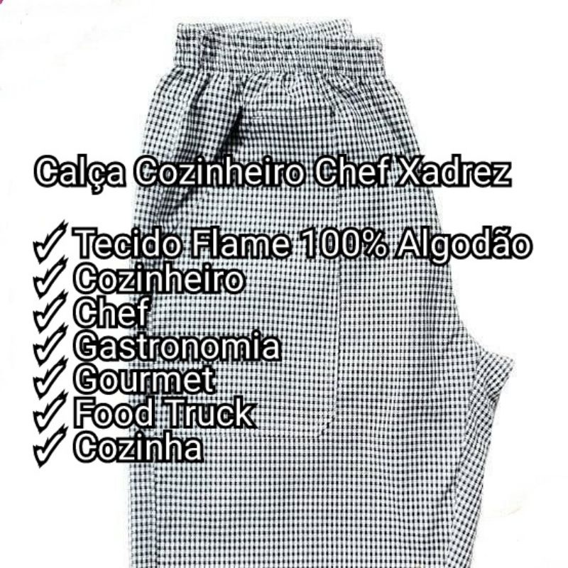 Calça Jeans CalÃ§a Xadrez Para Cozinheiro Calça Xadrez Carijó Chef