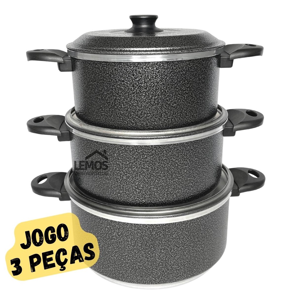 Jogo de Panela 3 Peças Conjunto Kit Caçarola N16-18-20 Ou 20-22-24