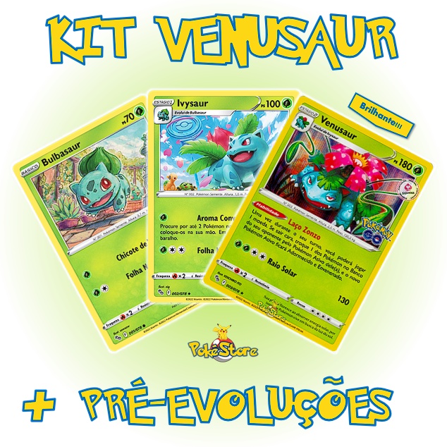 Kit Carta Pokémon Venusaur E Evoluções Em Português