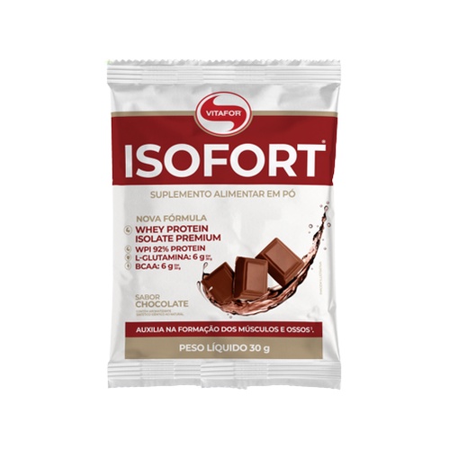 Kit 3X: Isofort Whey Protein Isolado Chocolate Vitafor 30g