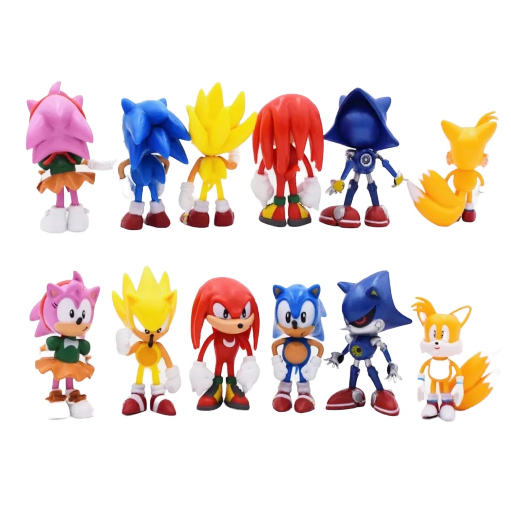 Kit action figure sonic conjunto c 6 bonecos