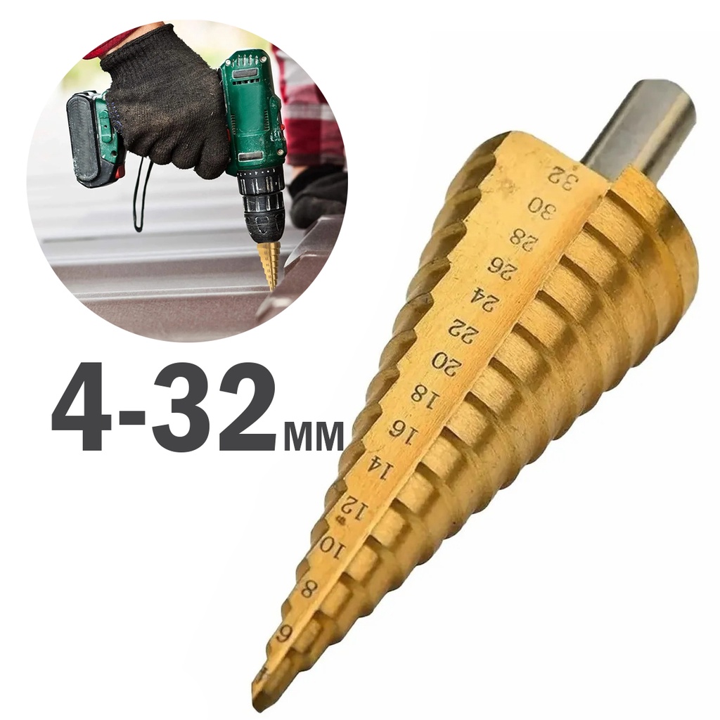 Broca Escalonada Cone De 4 A 32mm De Aço Rápido Espiral | Shopee Brasil