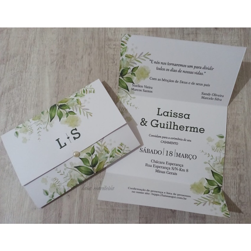Convite de casamento verde