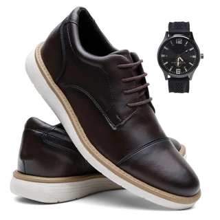 Sapato Oxford Masculino Ingles Brogue Sola Costurada Confortavel e Elegante + Relogio