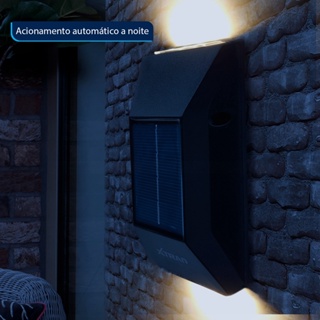 Kit 2 peça Luminária Solar Parede Lampada Led Decoração Resistente a jatos d’água Iluminação Externa Arandela Solar
