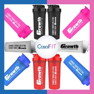 Coqueteleira 600ml Growth [Preta | Rosa Glitter | Azul | Vermelha | Branca] Garrafa - Shakeira - Squeeze