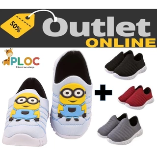 KIT 2 PARES Tênis Infantil Meia Calce Fácil Anatômico (PLOC P11 - MINIONS + P-26 BORDADO) em Oferta na Shopee